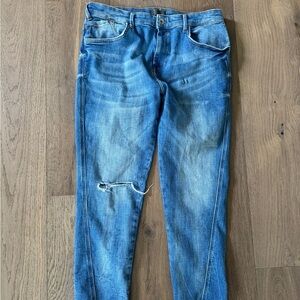 Zara men’s medium light wash distressed denim jeans pants size 32